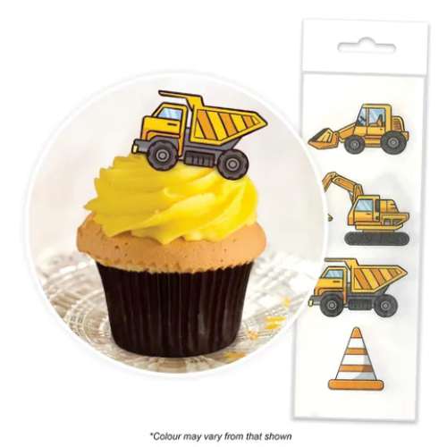 Edible Wafer Paper Cupcake Decorations - Construction - Click Image to Close
